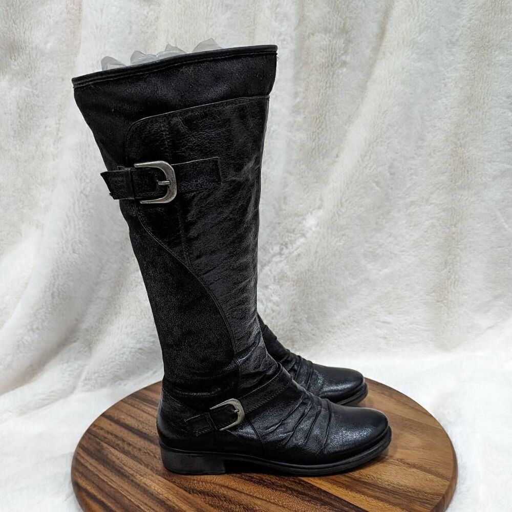 Baretraps Boots Womens 8.5 M Saydo Knee High Tall Riding Black Leather Zipper View 2